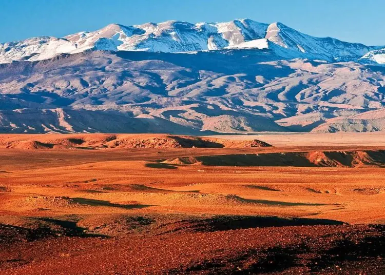Atlas Mountains landscape near Marrakech where Morocco Quest vets camps on waste and water use