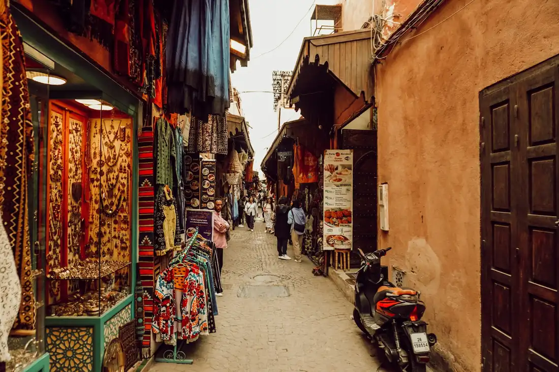 Carpet shop in the Marrakech souk where Morocco Quest sources artisan suppliers