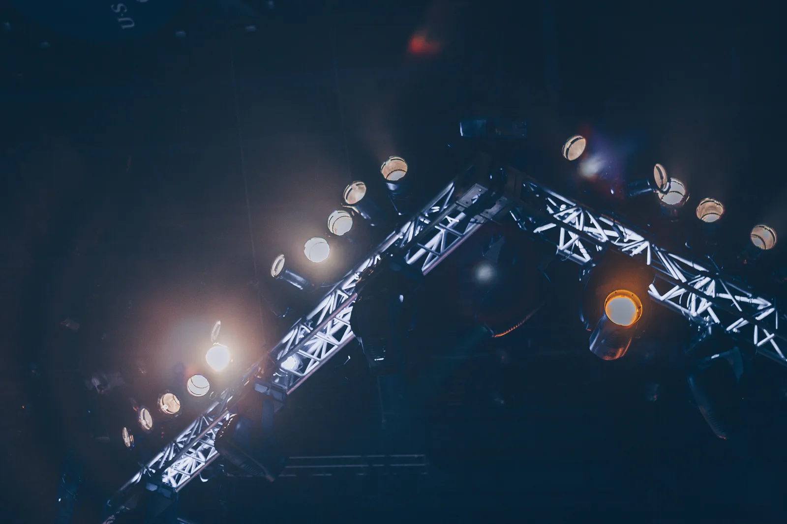 Stage lighting and technical production rig set up by Morocco Quest at a corporate event in Morocco